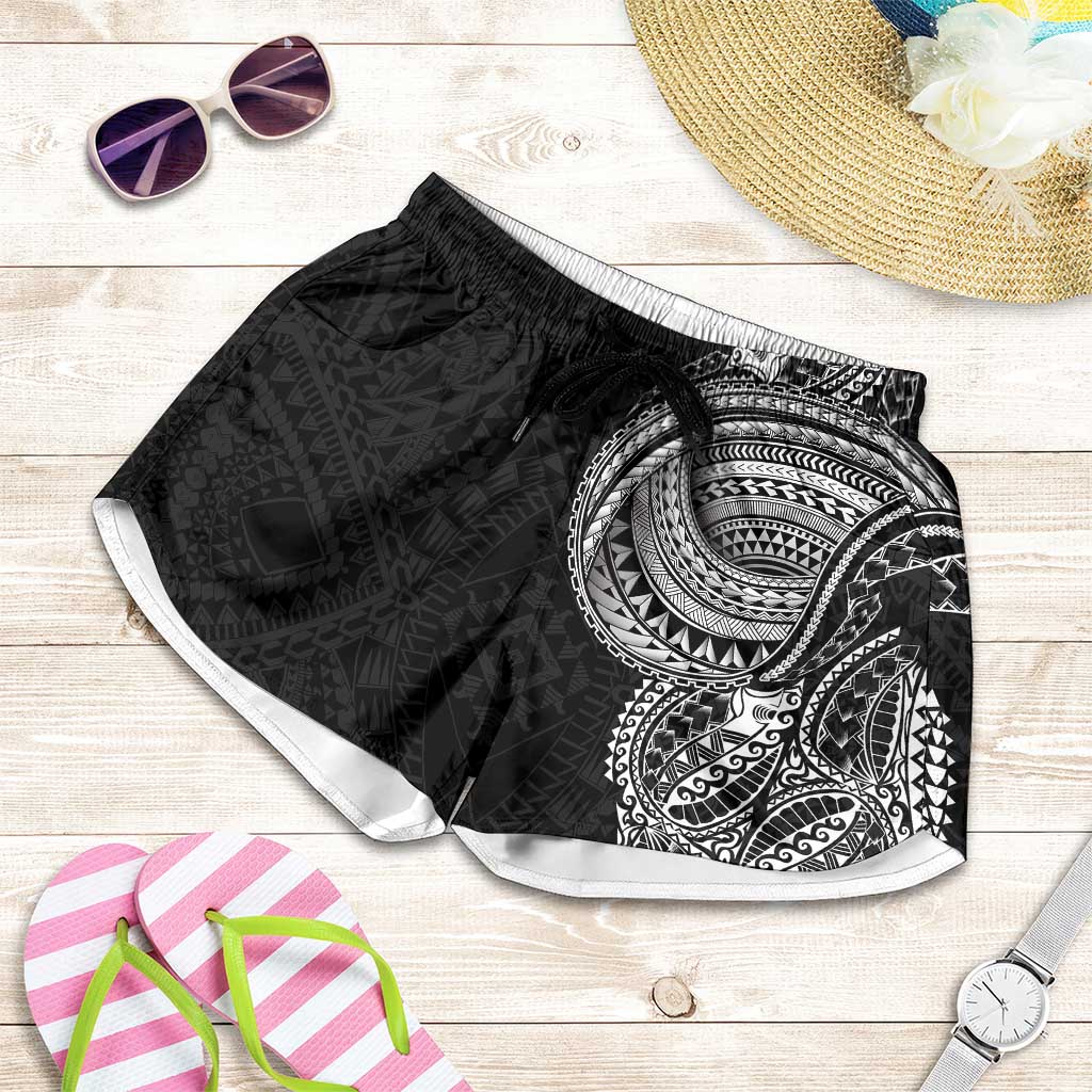 Traditional Polynesian Art Tattoos Shorts for Women Black Color - Polynesian Pride