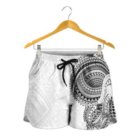 Traditional Polynesian Art Tattoos Shorts for Women White Color - Polynesian Pride