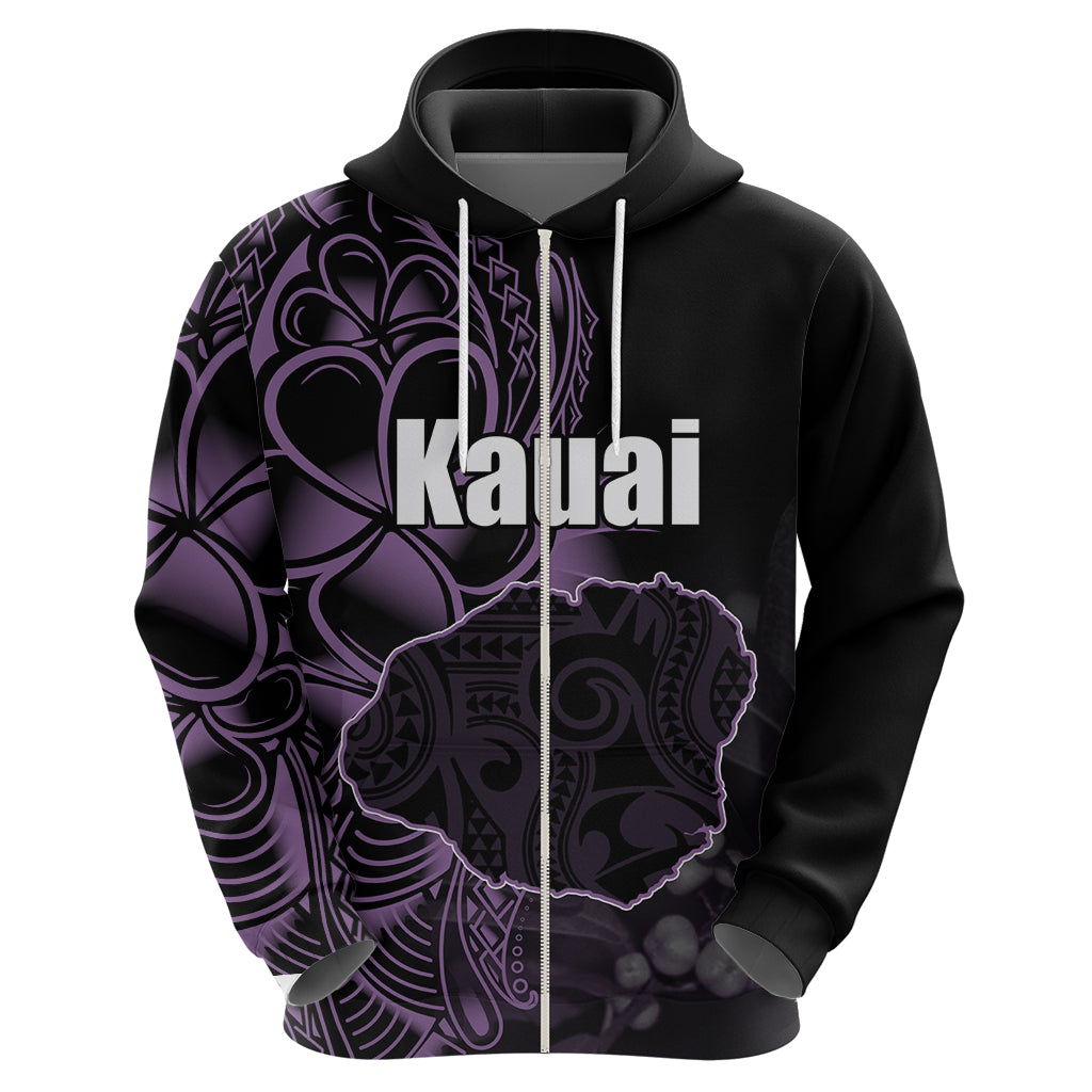 Custom Hawaiian Islands Zip Hoodie Kauai LT6 Zip Hoodie Purple - Polynesian Pride