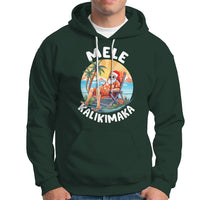 Mele Kalikimaka Tropical Hawaiian Christmas in Hawaii Sunbath Santa Hoodie TS02 Dark Forest Green - Polynesian Pride
