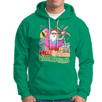 Mele Kalikimaka Tropical Hawaiian Christmas in Hawaii Beach Santa Hoodie TS02 Irish Green - Polynesian Pride