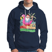 Mele Kalikimaka Tropical Hawaiian Christmas in Hawaii Beach Santa Hoodie TS02 Navy - Polynesian Pride