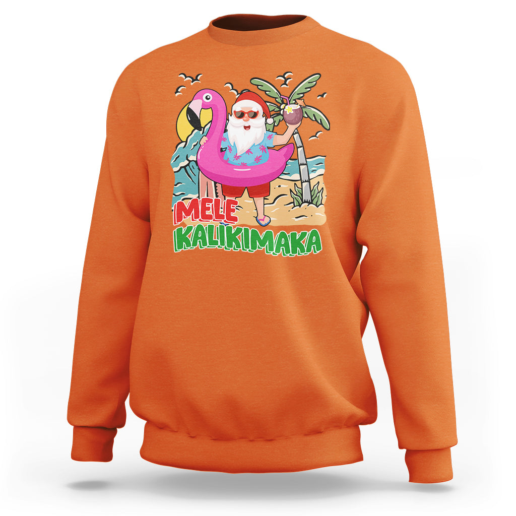 Mele Kalikimaka Tropical Hawaiian Christmas in Hawaii Beach Santa Sweatshirt TS02 Orange - Polynesian Pride