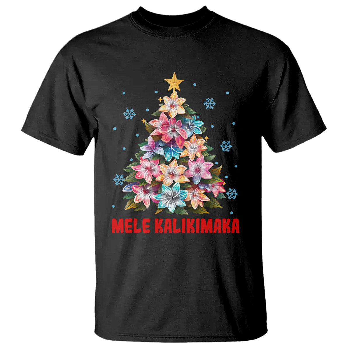 Tropical Hawaiian Plumeria Christmas Tree Mele Kalikimaka T Shirt TS02 Black - Polynesian Pride