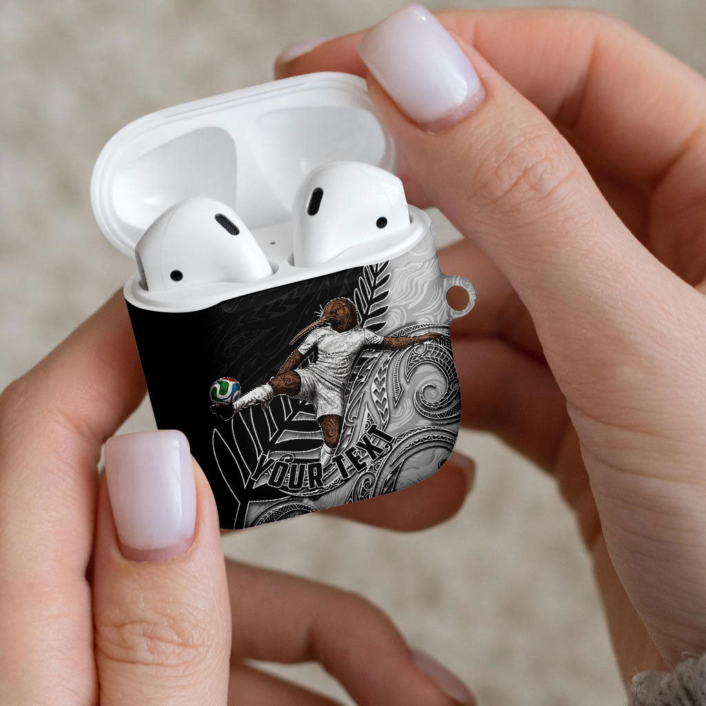 Personalized New Zealand Football AirPods Case Kiwi Mascot with Silver Fern - Maori Tribal Tattoo Art