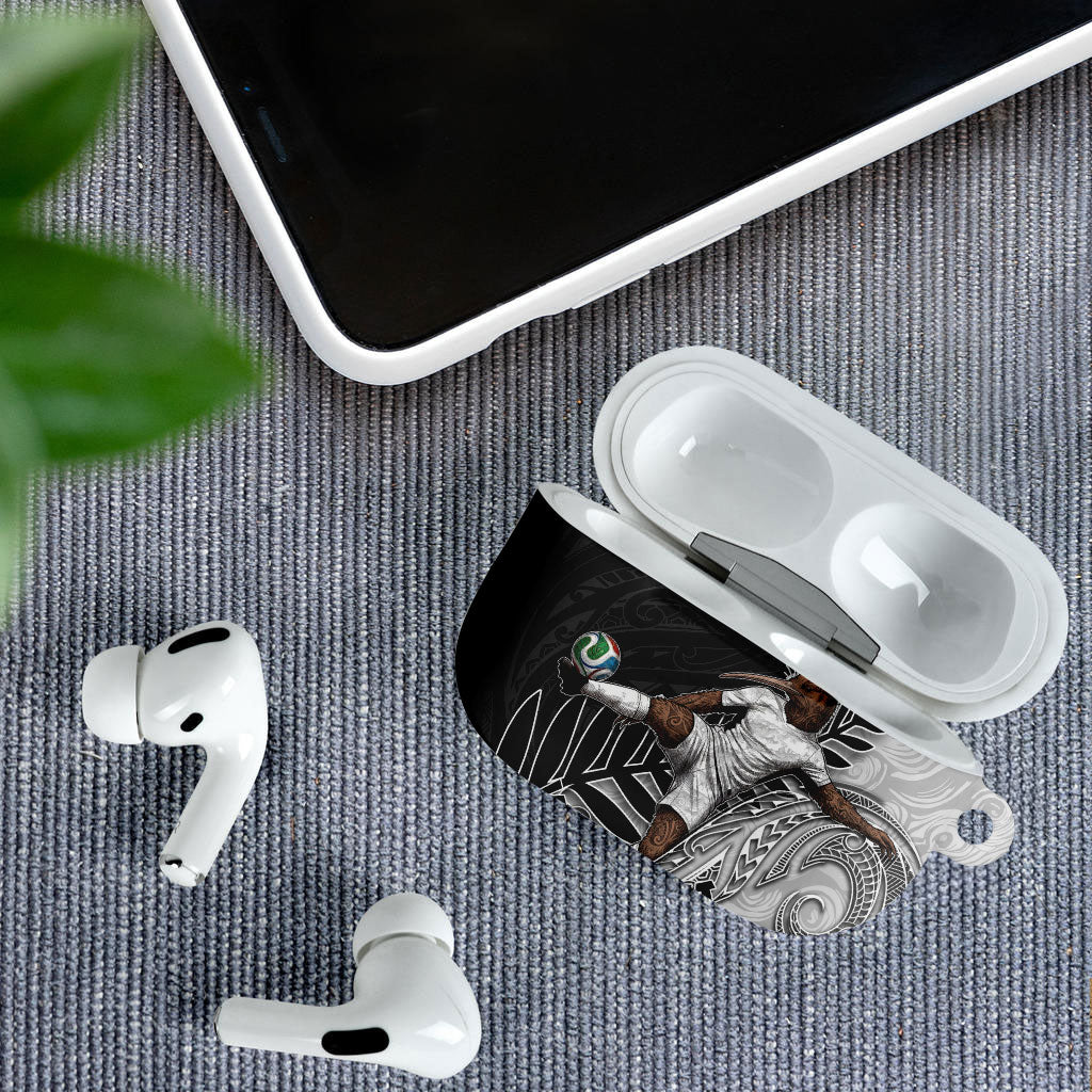 Personalized New Zealand Football AirPods Case Kiwi Mascot with Silver Fern - Maori Tribal Tattoo Art