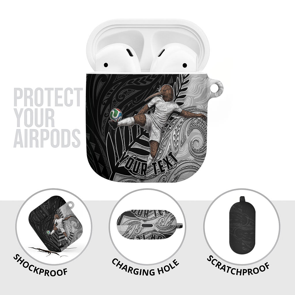 Personalized New Zealand Football AirPods Case Kiwi Mascot with Silver Fern - Maori Tribal Tattoo Art