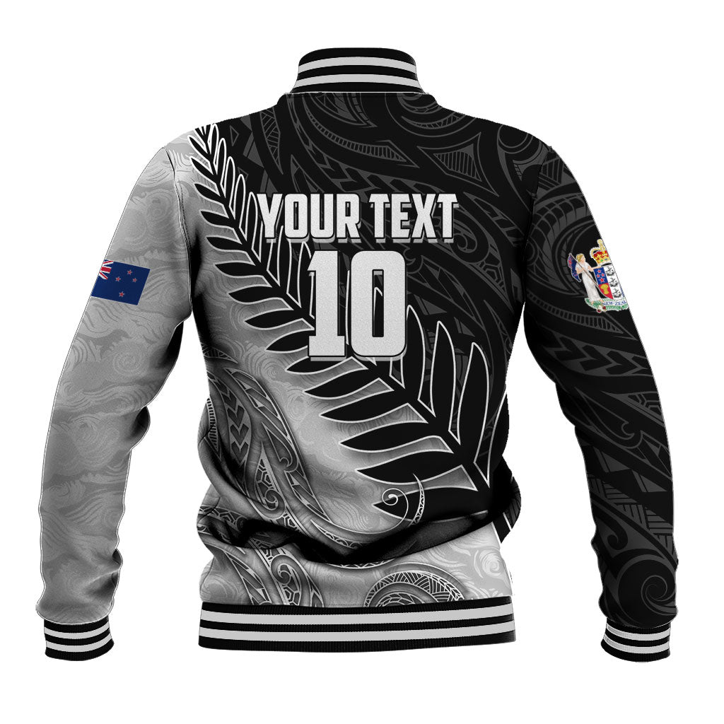 Personalized New Zealand Football Baseball Jacket Kiwi Mascot with Silver Fern - Maori Tribal Tattoo Art