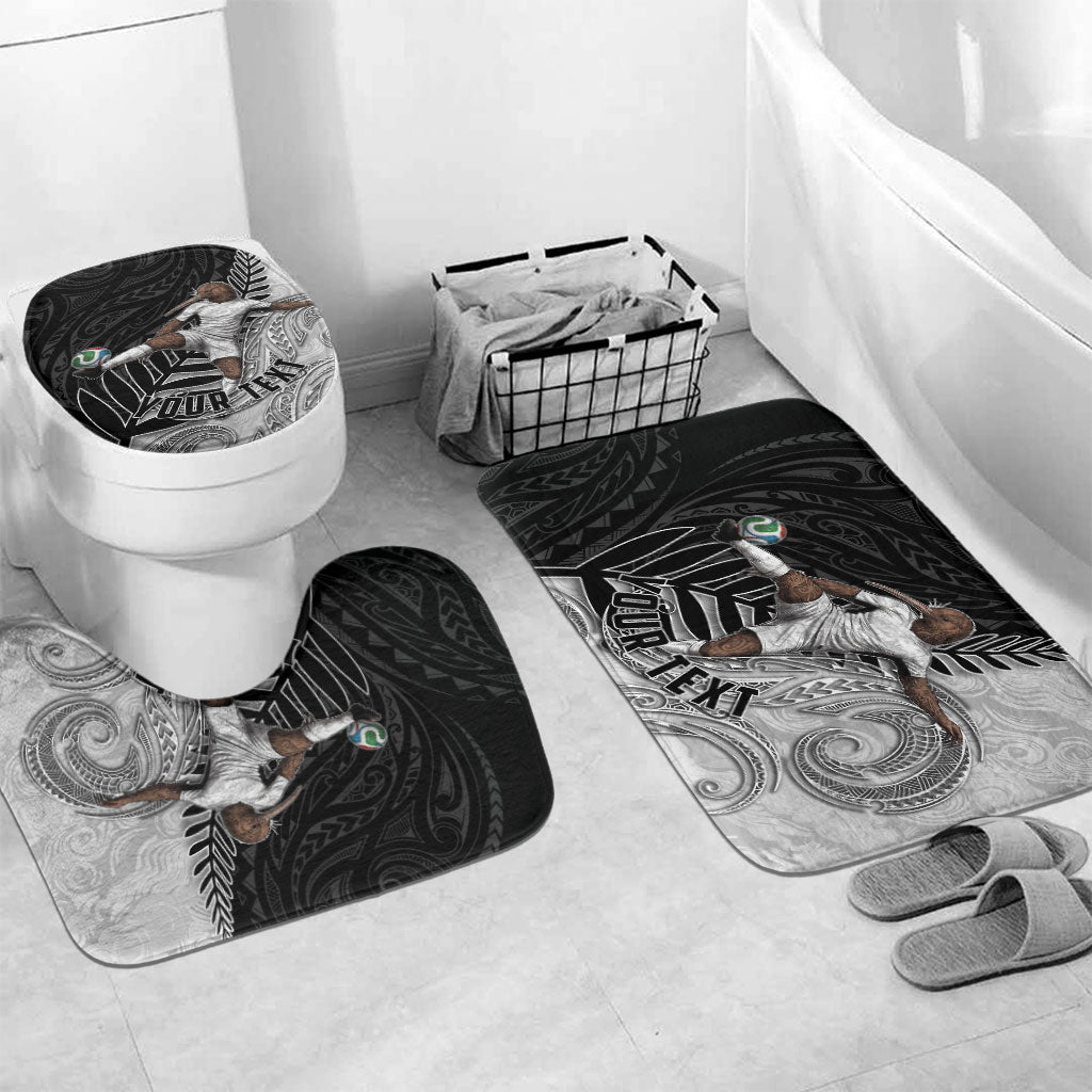Personalized New Zealand Football Bathroom Set Kiwi Mascot with Silver Fern - Maori Tribal Tattoo Art