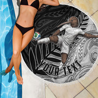 Personalized New Zealand Football Beach Blanket Kiwi Mascot with Silver Fern - Maori Tribal Tattoo Art