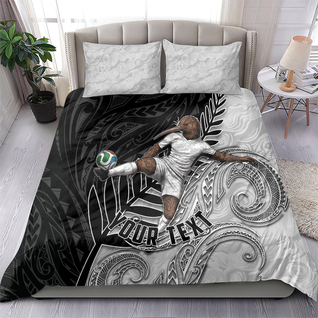 Personalized New Zealand Football Bedding Set Kiwi Mascot with Silver Fern - Maori Tribal Tattoo Art
