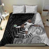 Personalized New Zealand Football Bedding Set Kiwi Mascot with Silver Fern - Maori Tribal Tattoo Art