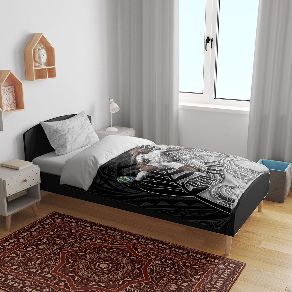 Personalized New Zealand Football Bedding Set Kiwi Mascot with Silver Fern - Maori Tribal Tattoo Art