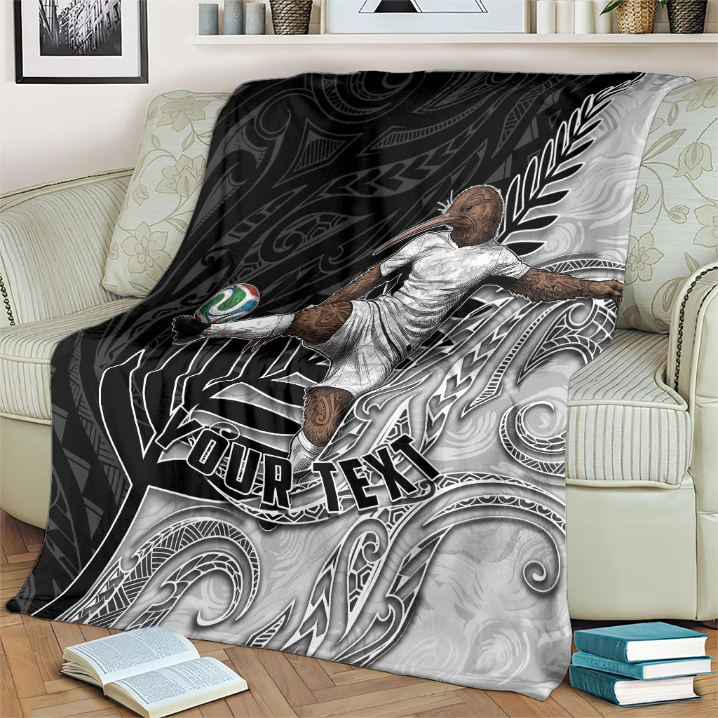Personalized New Zealand Football Blanket Kiwi Mascot with Silver Fern - Maori Tribal Tattoo Art