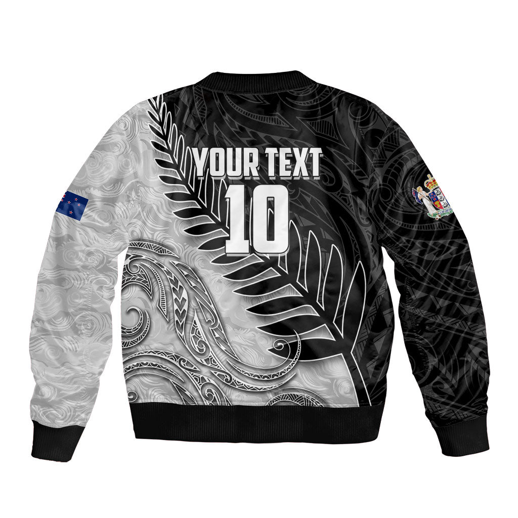 Personalized New Zealand Football Bomber Jacket Kiwi Mascot with Silver Fern - Maori Tribal Tattoo Art