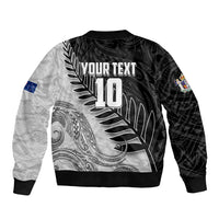 Personalized New Zealand Football Bomber Jacket Kiwi Mascot with Silver Fern - Maori Tribal Tattoo Art