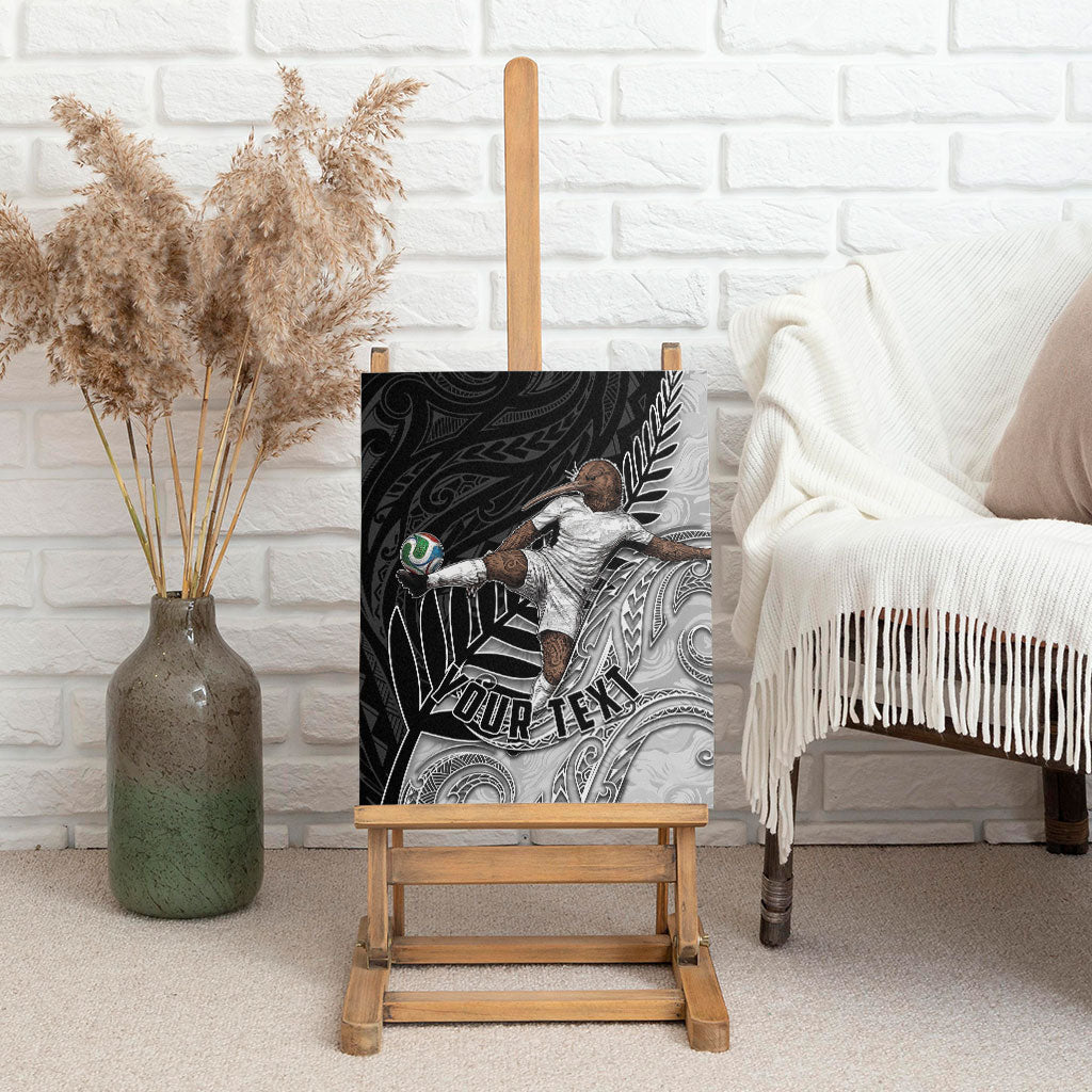 Personalized New Zealand Football Canvas Wall Art Kiwi Mascot with Silver Fern - Maori Tribal Tattoo Art