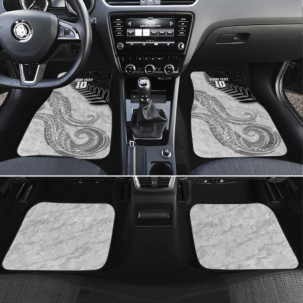 Personalized New Zealand Football Car Mats Kiwi Mascot with Silver Fern - Maori Tribal Tattoo Art