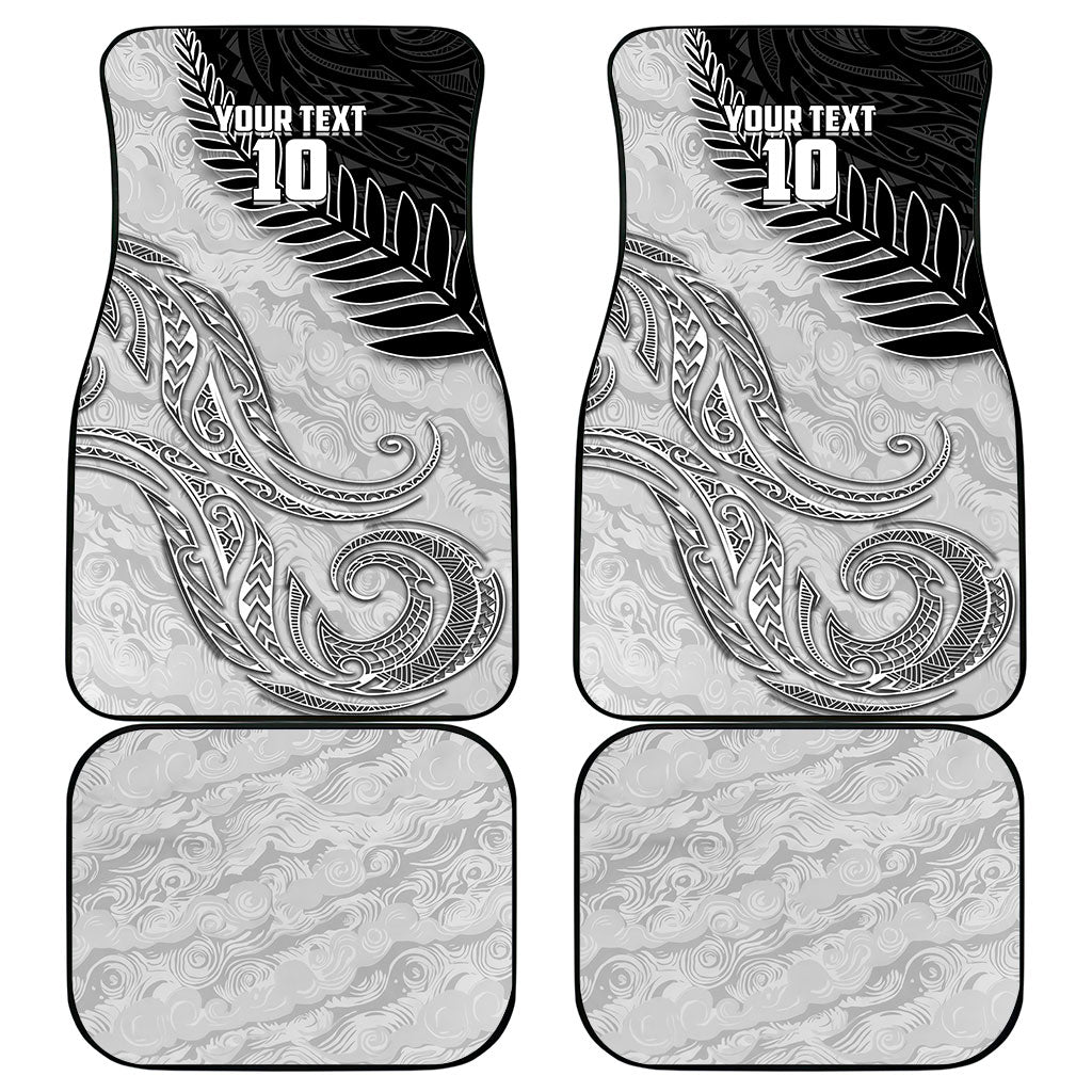 Personalized New Zealand Football Car Mats Kiwi Mascot with Silver Fern - Maori Tribal Tattoo Art