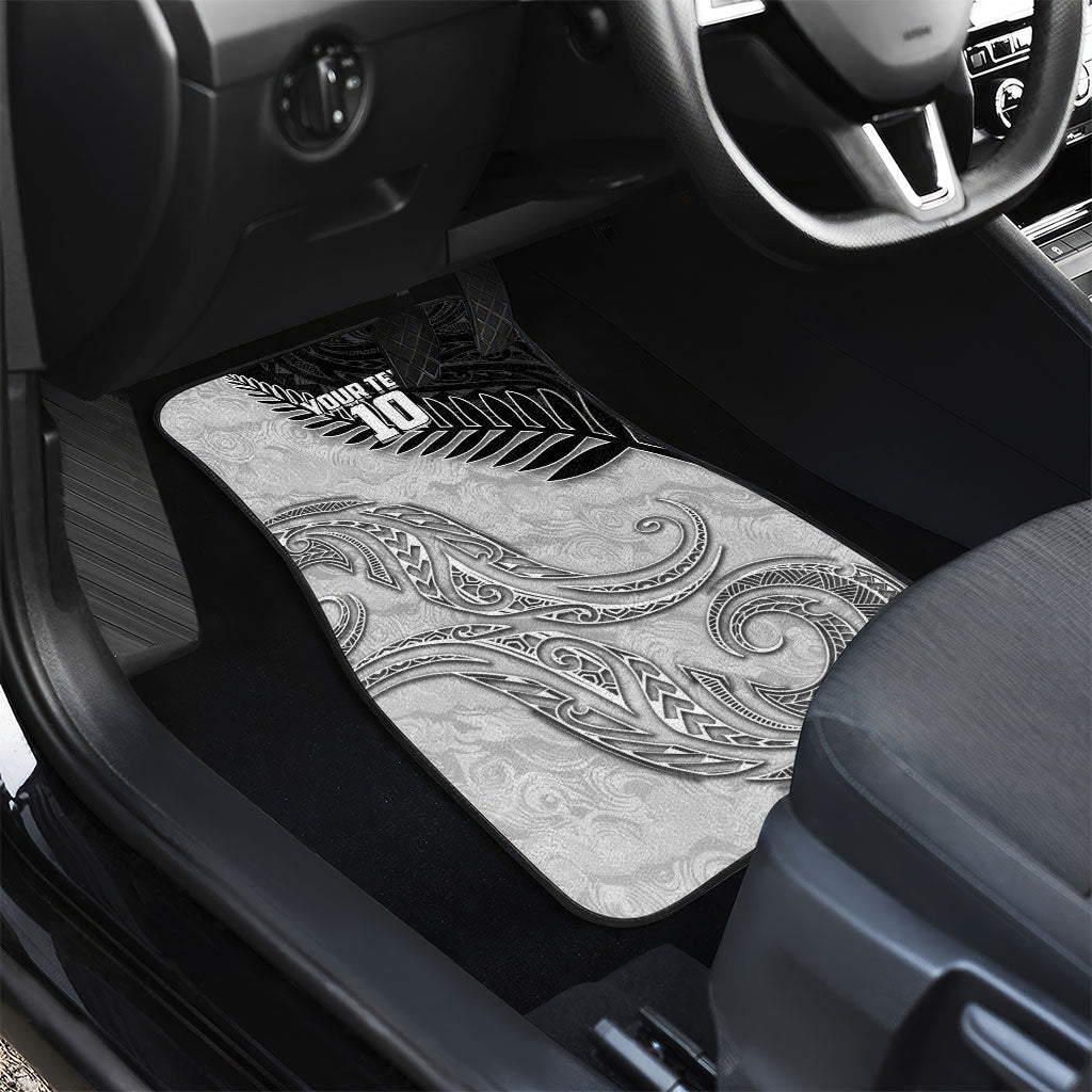 Personalized New Zealand Football Car Mats Kiwi Mascot with Silver Fern - Maori Tribal Tattoo Art