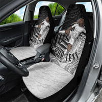 Personalized New Zealand Football Car Seat Cover Kiwi Mascot with Silver Fern - Maori Tribal Tattoo Art