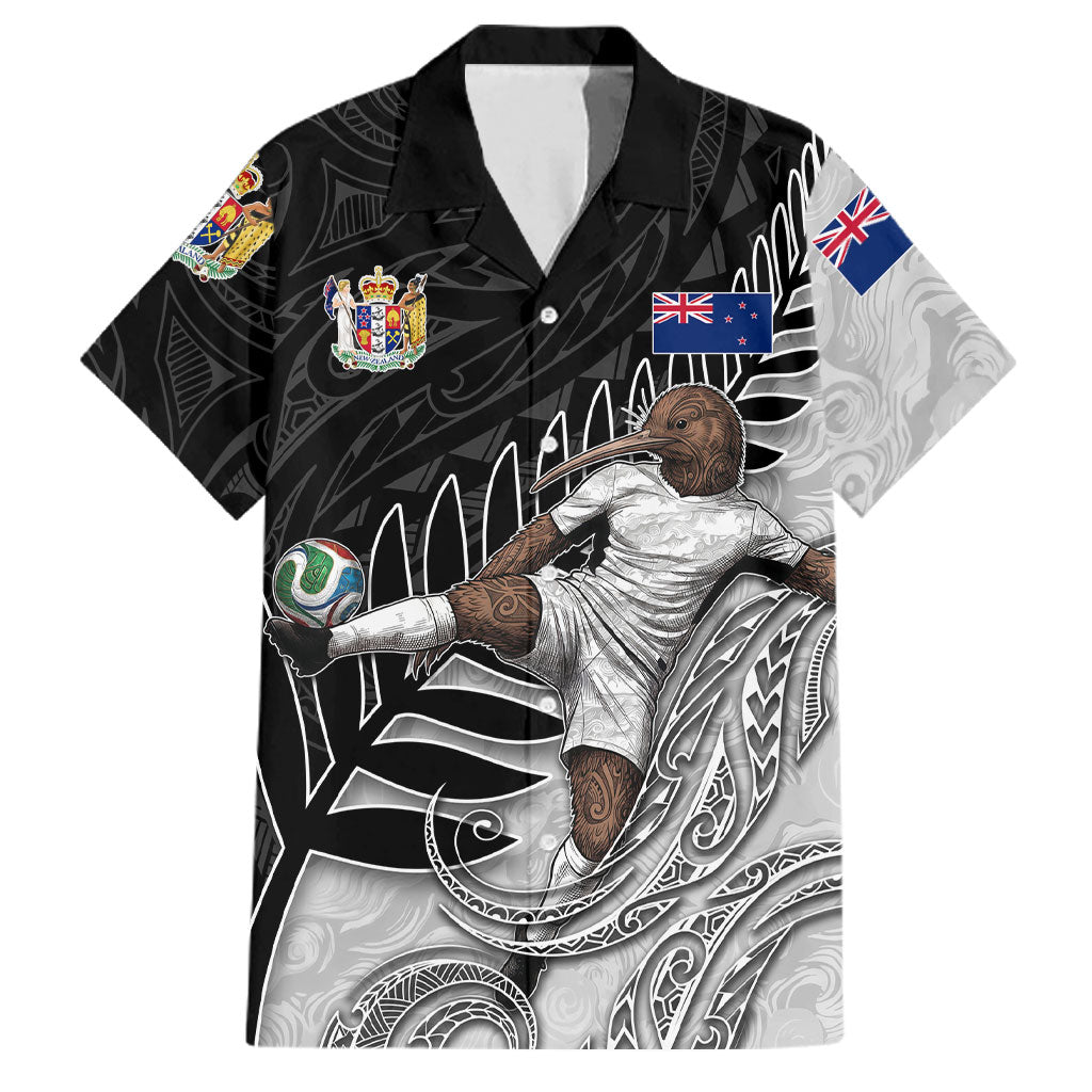 Personalized New Zealand Football Family Matching Long Sleeve Bodycon Dress and Hawaiian Shirt Kiwi Mascot with Silver Fern - Maori Tribal Tattoo Art