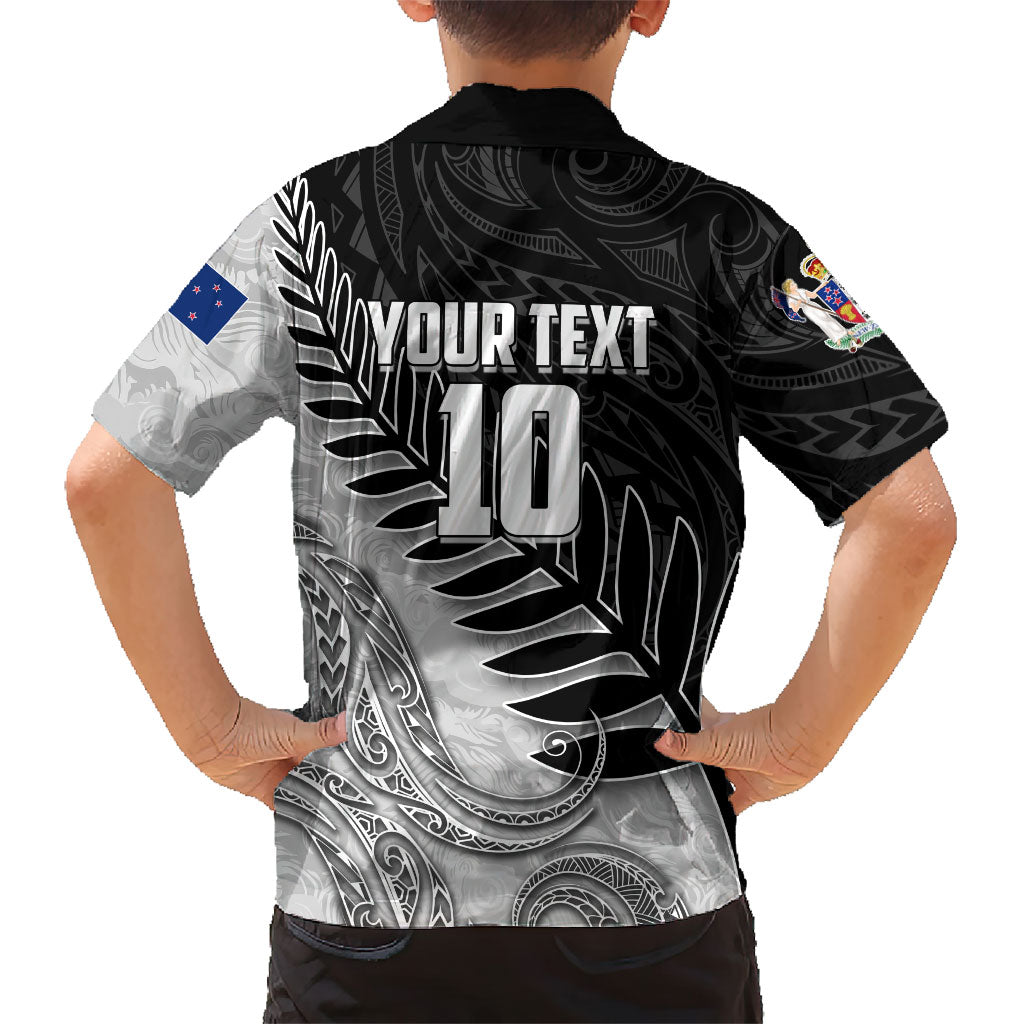 Personalized New Zealand Football Family Matching Mermaid Dress and Hawaiian Shirt Kiwi Mascot with Silver Fern - Maori Tribal Tattoo Art