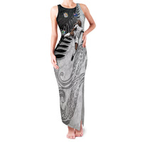 Personalized New Zealand Football Family Matching Tank Maxi Dress and Hawaiian Shirt Kiwi Mascot with Silver Fern - Maori Tribal Tattoo Art