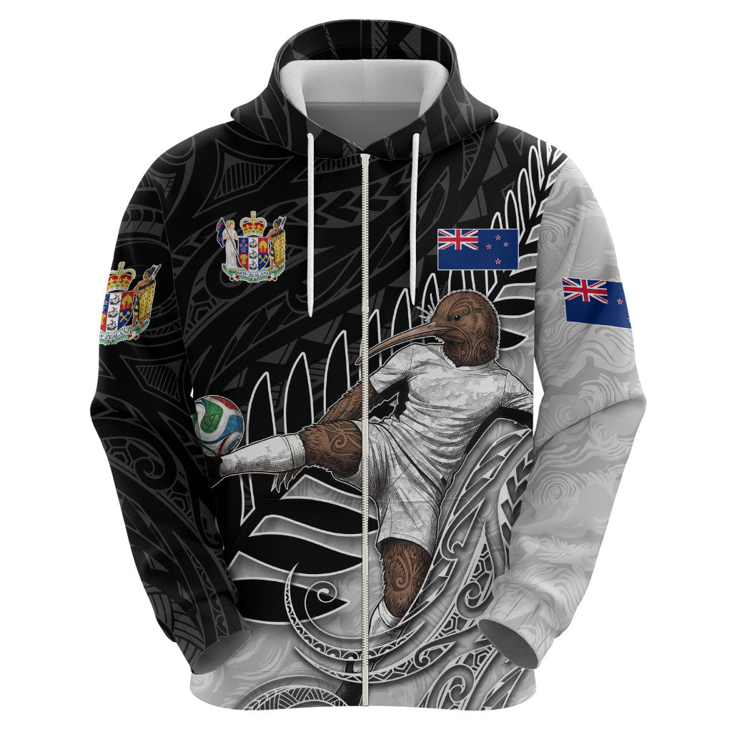 Personalized New Zealand Football Hoodie Kiwi Mascot with Silver Fern - Maori Tribal Tattoo Art