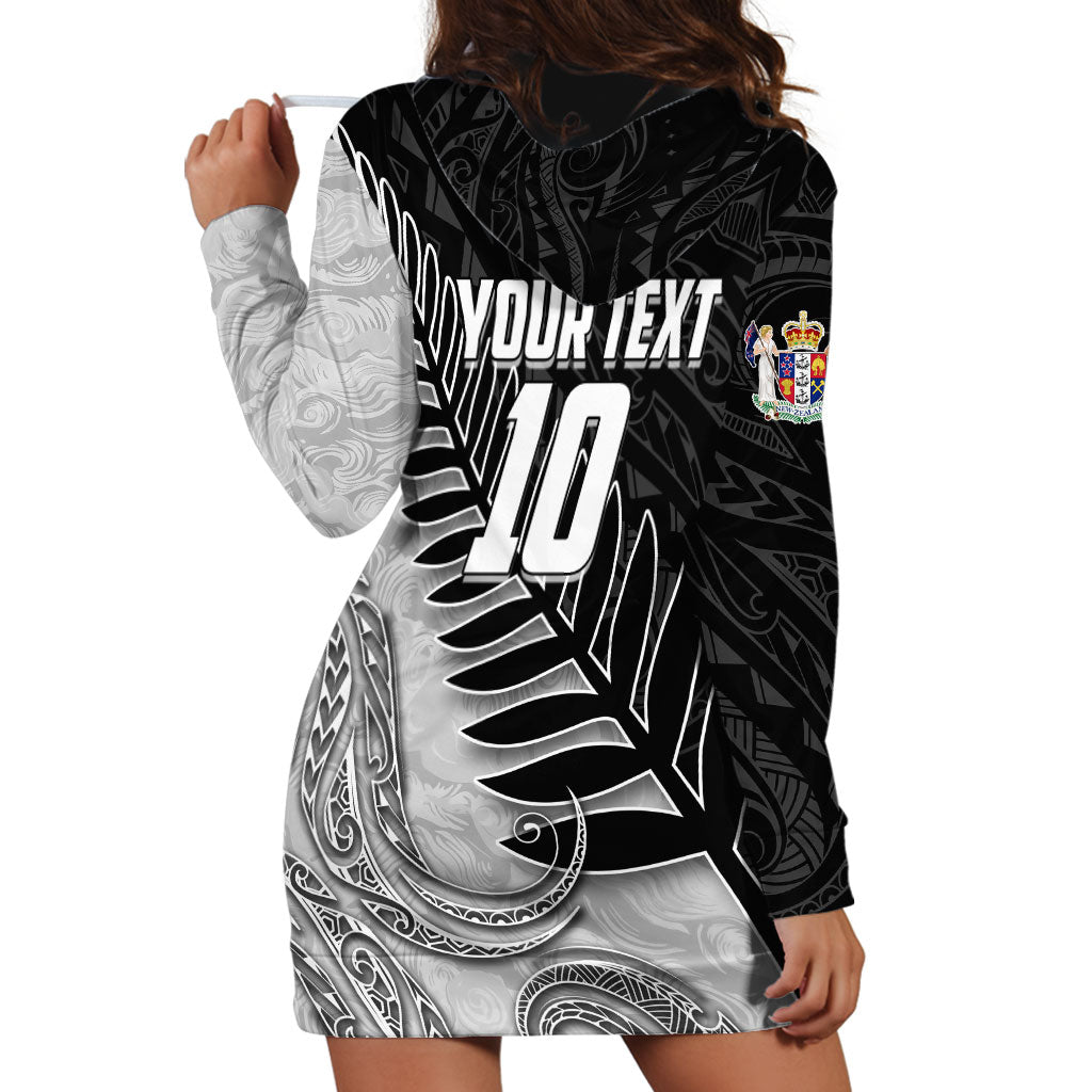 Personalized New Zealand Football Hoodie Dress Kiwi Mascot with Silver Fern - Maori Tribal Tattoo Art