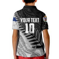 Personalized New Zealand Football Kid Polo Shirt Kiwi Mascot with Silver Fern - Maori Tribal Tattoo Art
