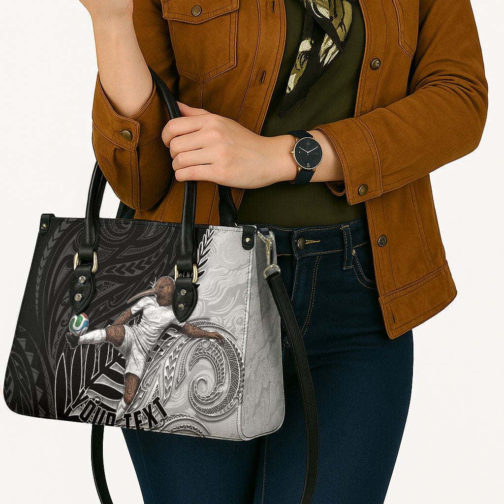 Personalized New Zealand Football Leather Bag Kiwi Mascot with Silver Fern - Maori Tribal Tattoo Art