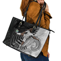 Personalized New Zealand Football Leather Tote Bag Kiwi Mascot with Silver Fern - Maori Tribal Tattoo Art