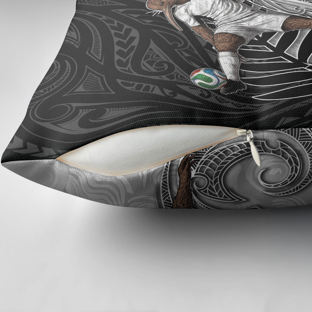 Personalized New Zealand Football Pillow Cover Kiwi Mascot with Silver Fern - Maori Tribal Tattoo Art