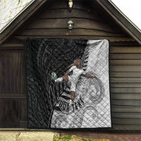 Personalized New Zealand Football Quilt Kiwi Mascot with Silver Fern - Maori Tribal Tattoo Art