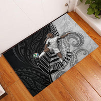 Personalized New Zealand Football Rubber Doormat Kiwi Mascot with Silver Fern - Maori Tribal Tattoo Art