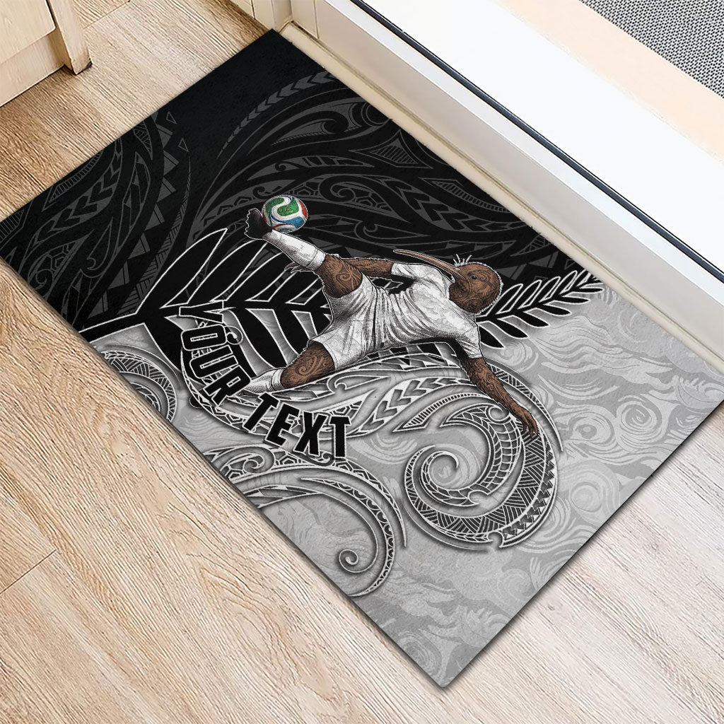 Personalized New Zealand Football Rubber Doormat Kiwi Mascot with Silver Fern - Maori Tribal Tattoo Art