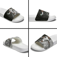 Personalized New Zealand Football Slide Sandals Kiwi Mascot with Silver Fern - Maori Tribal Tattoo Art