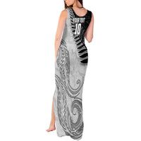 Personalized New Zealand Football Tank Maxi Dress Kiwi Mascot with Silver Fern - Maori Tribal Tattoo Art