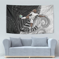 Personalized New Zealand Football Tapestry Kiwi Mascot with Silver Fern - Maori Tribal Tattoo Art