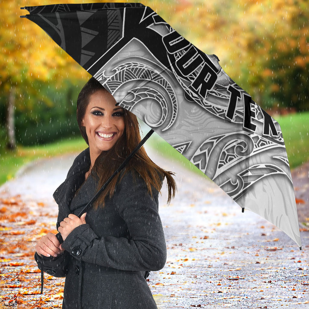 Personalized New Zealand Football Umbrella Kiwi Mascot with Silver Fern - Maori Tribal Tattoo Art