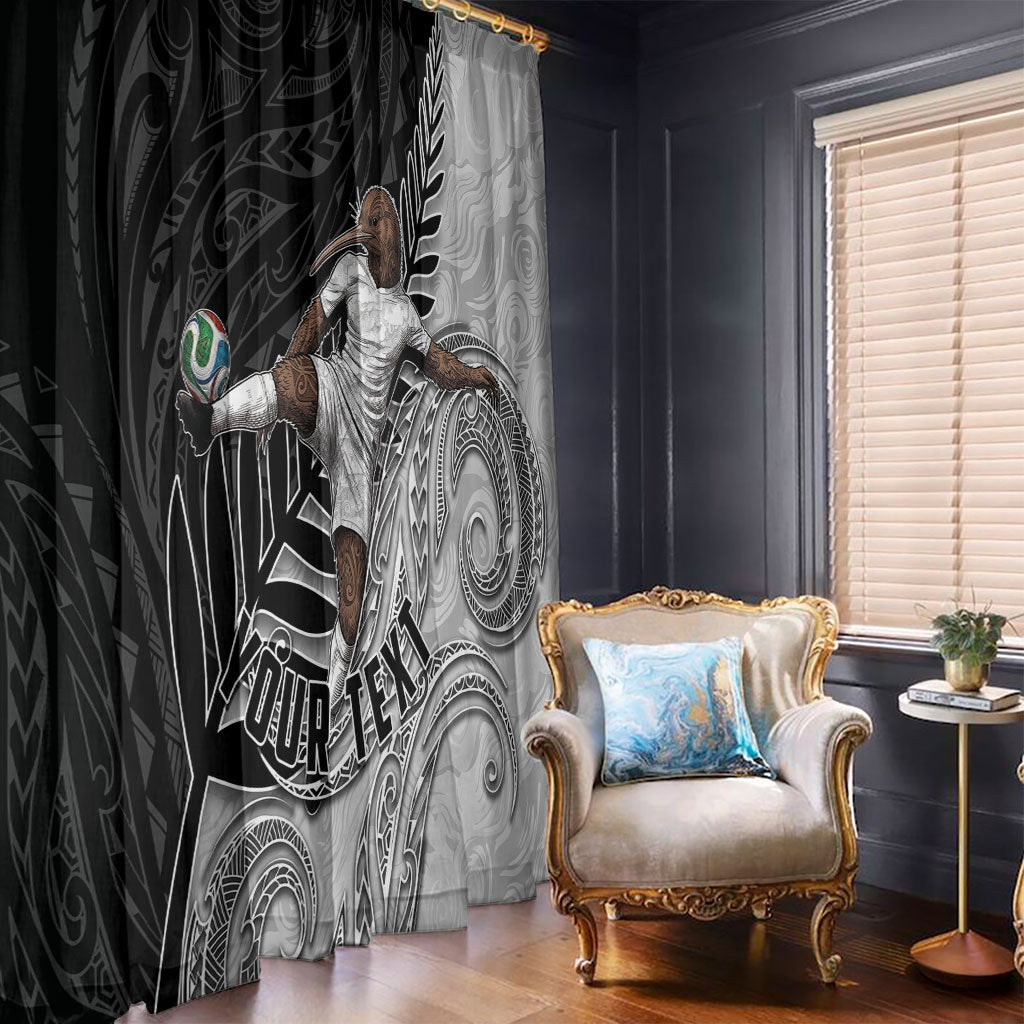 Personalized New Zealand Football Window Curtain Kiwi Mascot with Silver Fern - Maori Tribal Tattoo Art