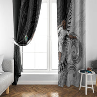 Personalized New Zealand Football Window Curtain Kiwi Mascot with Silver Fern - Maori Tribal Tattoo Art
