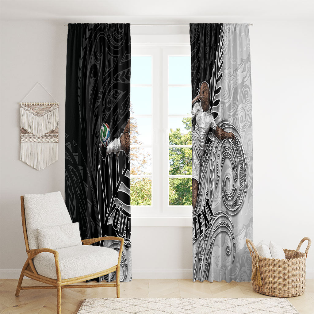 Personalized New Zealand Football Window Curtain Kiwi Mascot with Silver Fern - Maori Tribal Tattoo Art