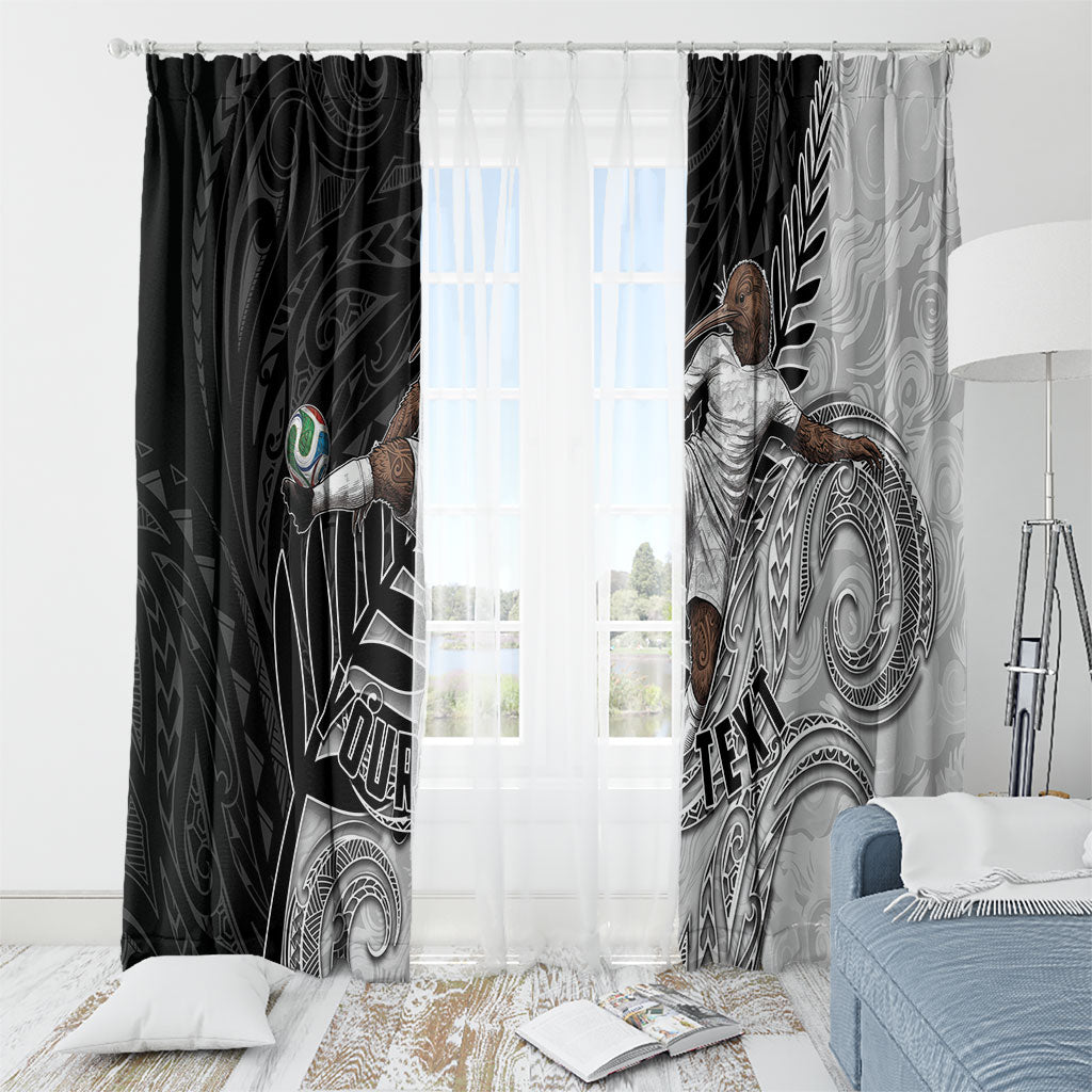 Personalized New Zealand Football Window Curtain Kiwi Mascot with Silver Fern - Maori Tribal Tattoo Art