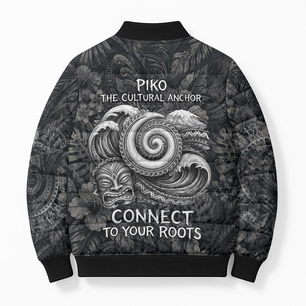 Hawaiian Piko Bomber Puffer Jacket Cultural Anchor Connect Your Roots Ocean Waves