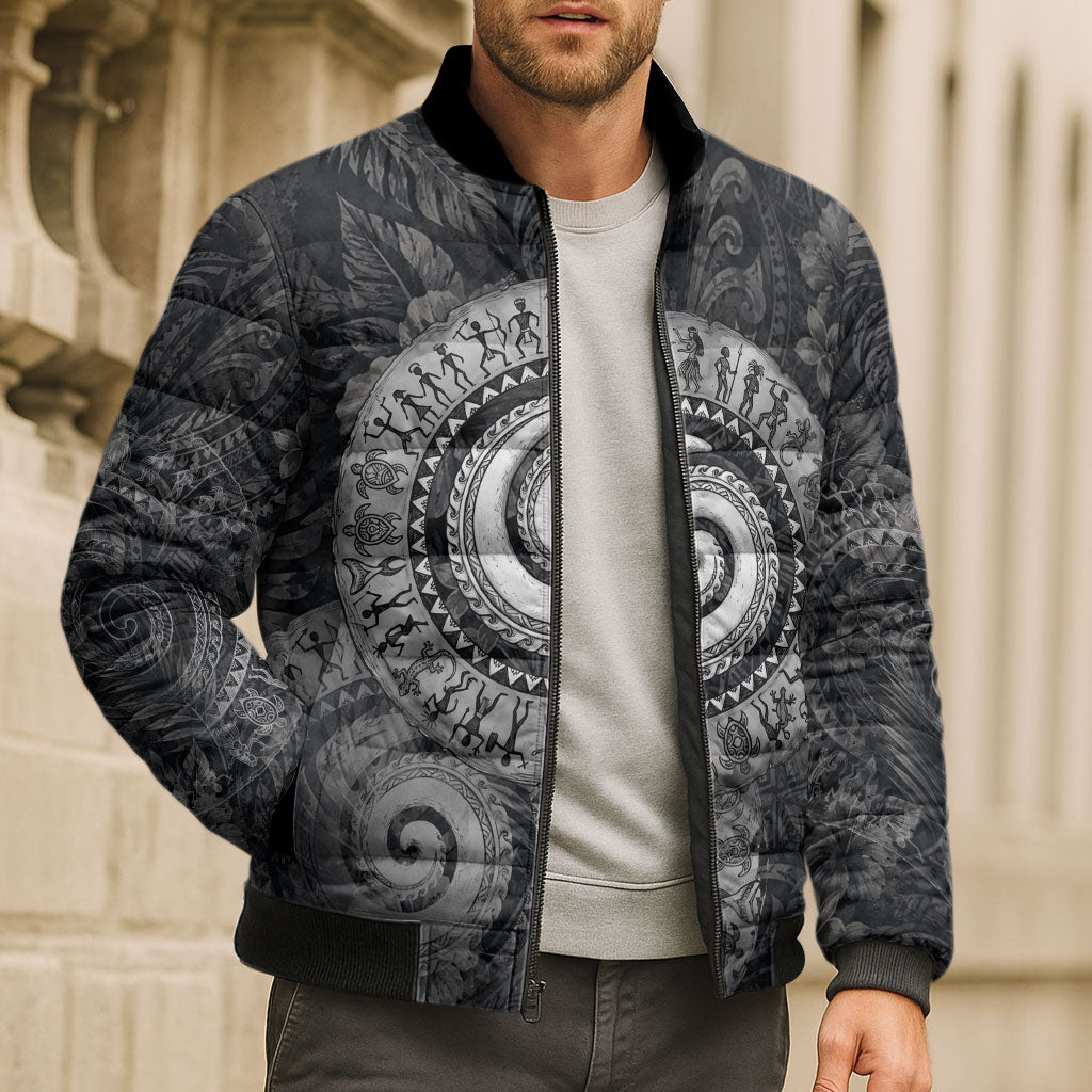 Hawaiian Piko Bomber Puffer Jacket Cultural Anchor Connect Your Roots Ocean Waves