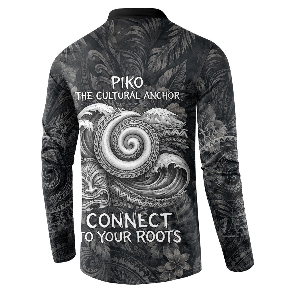 Hawaiian Piko Button Sweatshirt Cultural Anchor Connect Your Roots Ocean Waves