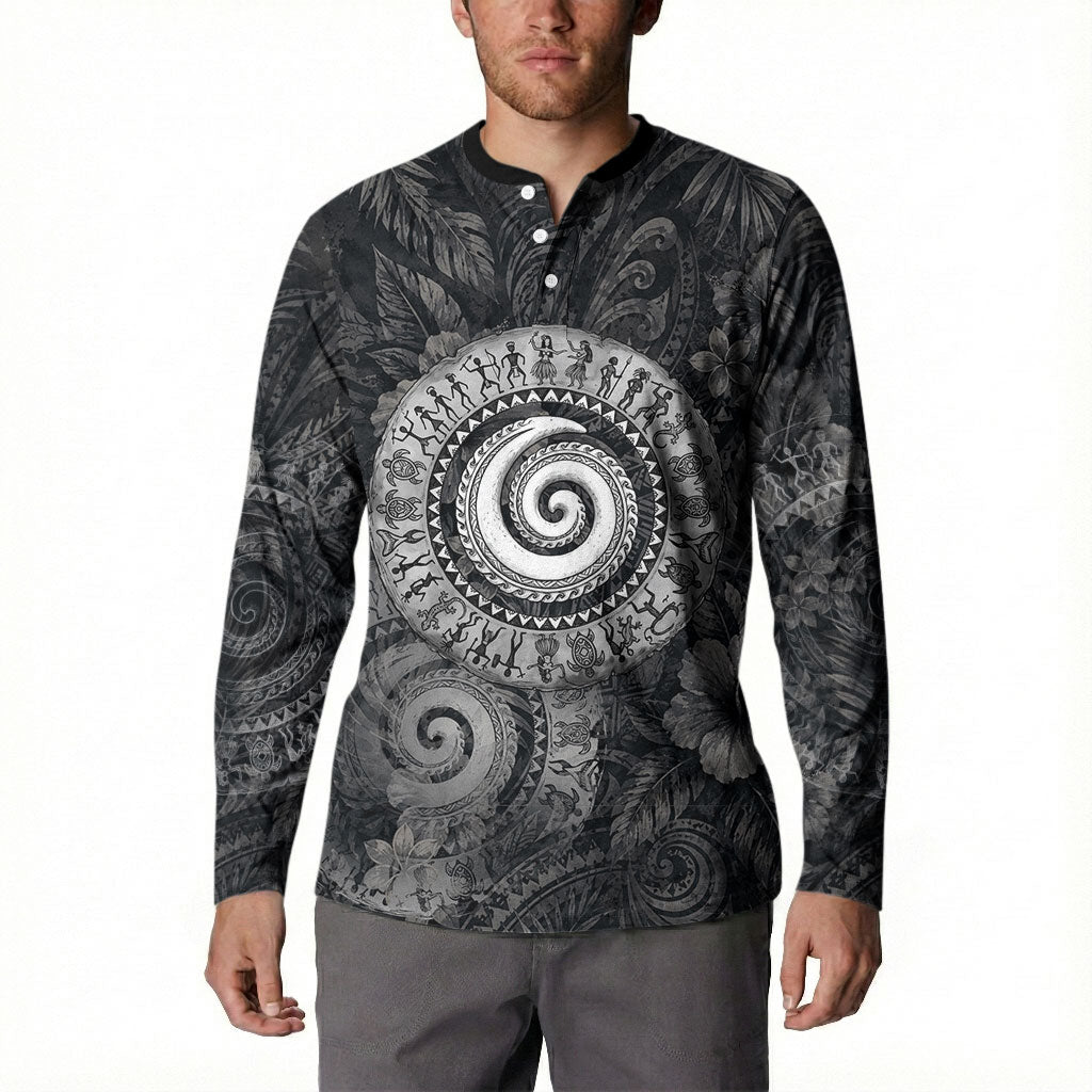 Hawaiian Piko Button Sweatshirt Cultural Anchor Connect Your Roots Ocean Waves