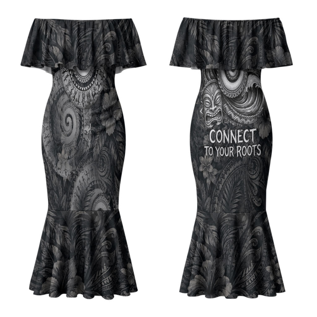 Hawaiian Piko Couples Matching Mermaid Dress and Hawaiian Shirt Cultural Anchor Connect Your Roots Ocean Waves